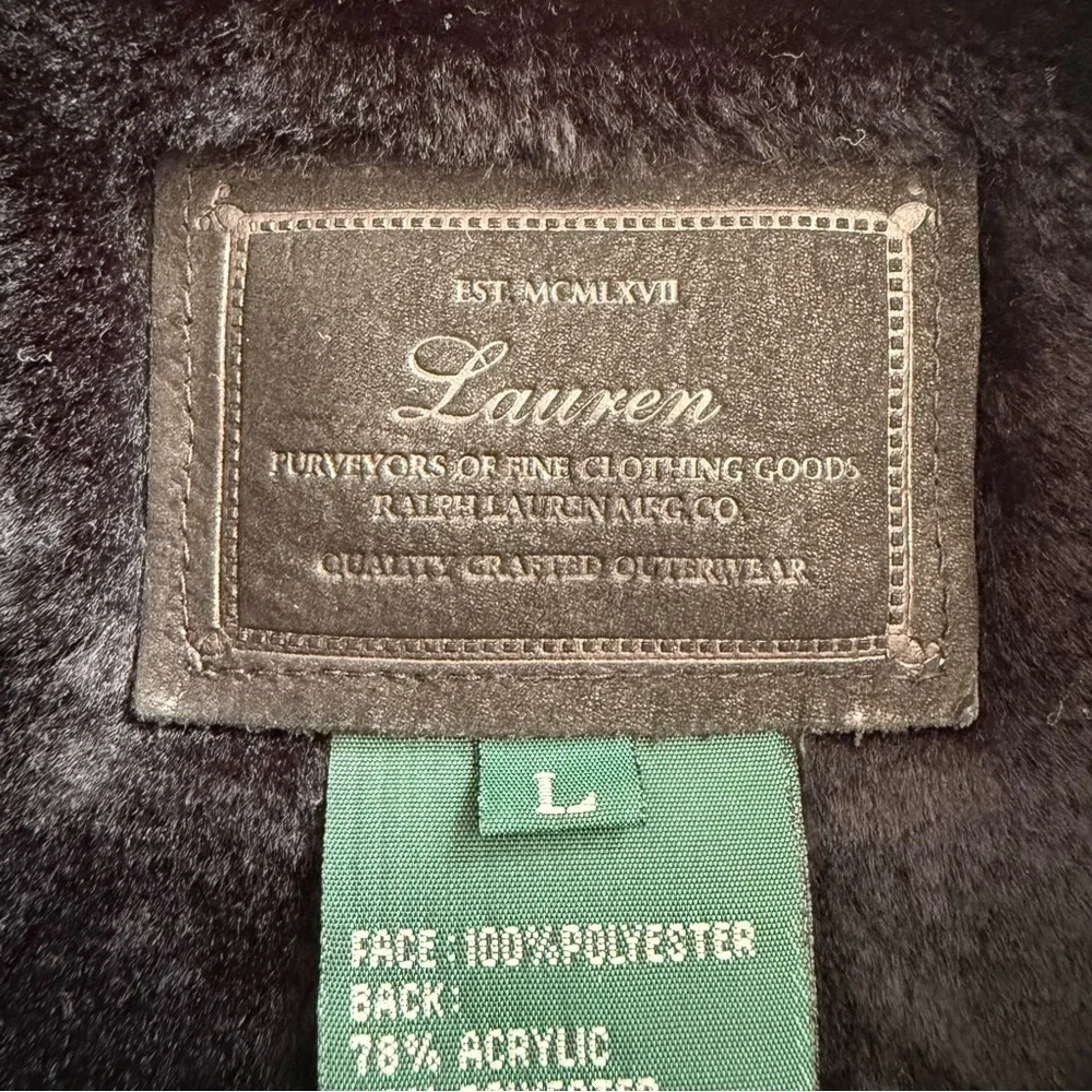 Lauren Ralph Lauren Black Faux Suede Fur Lined Sleeveless Vest Size Large - Picture 12 of 12